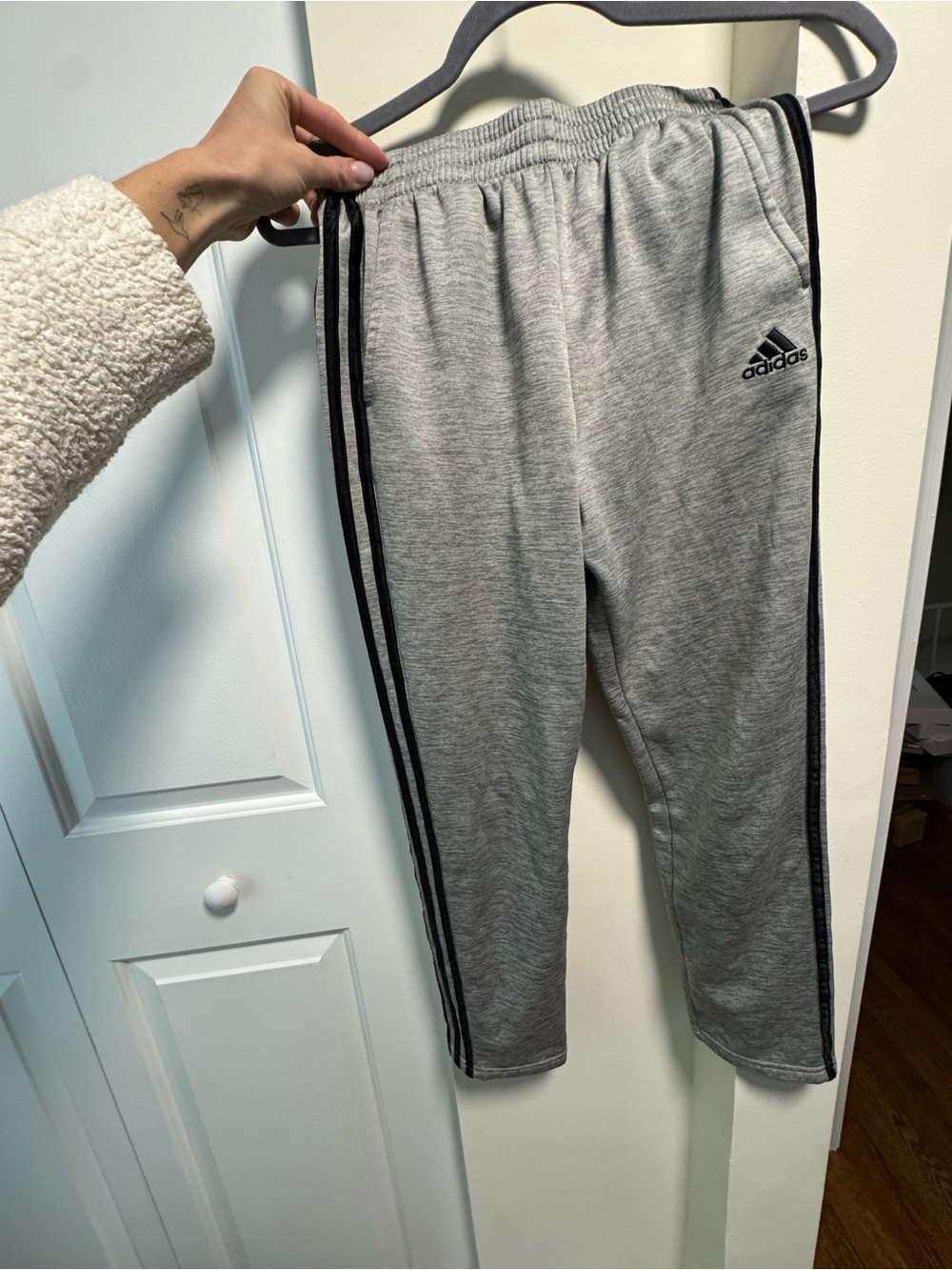 Adidas Gray Sweatpants with Black Side Stripes - Girls 14/16 or Petite Woman